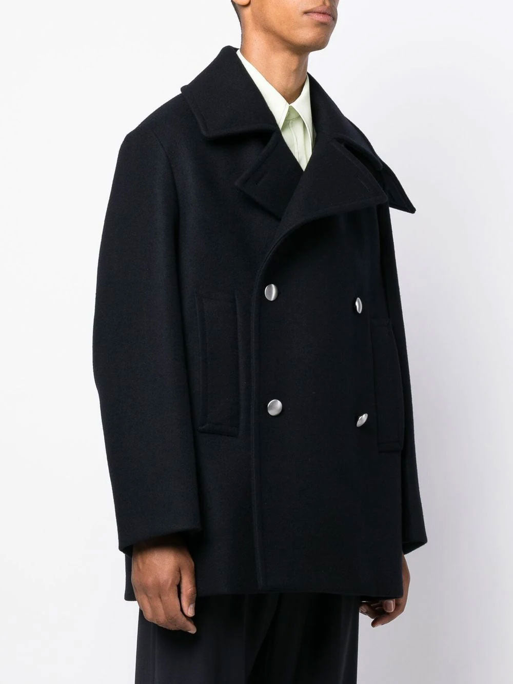 Notched-collar double-breasted coat