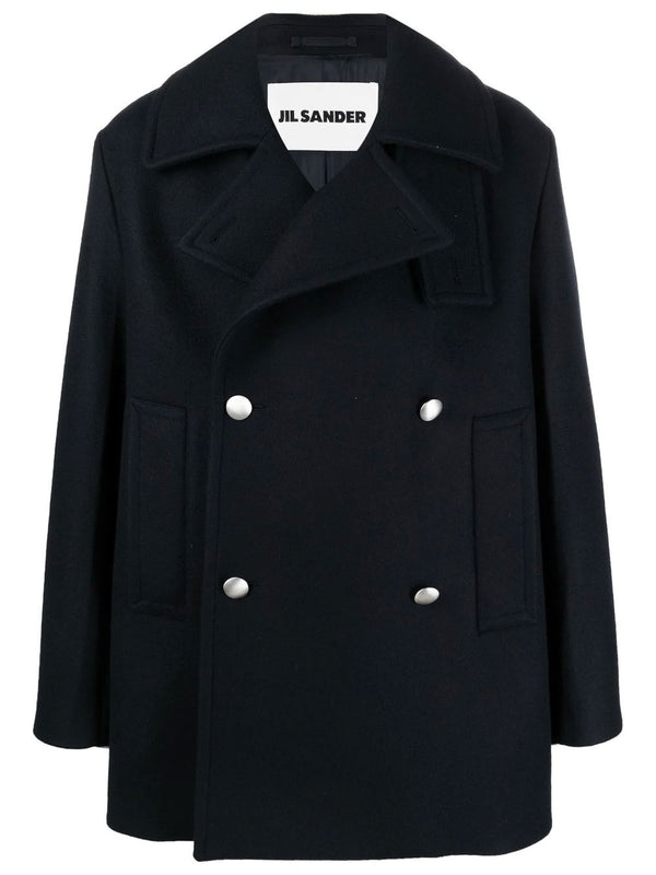 Notched-collar double-breasted coat