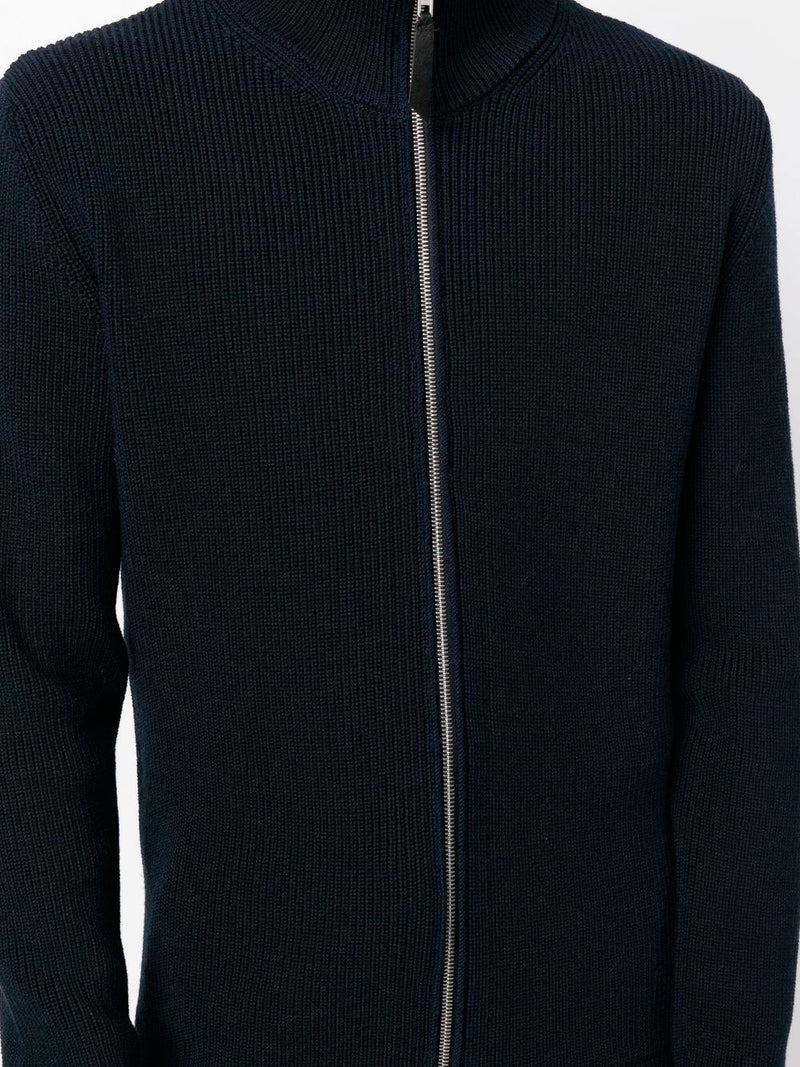 Ribbed-knit zipped cardigan