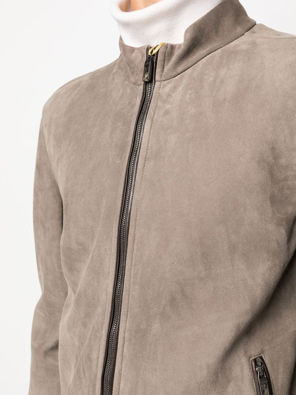 Zip-up long-sleeve bomber jacket