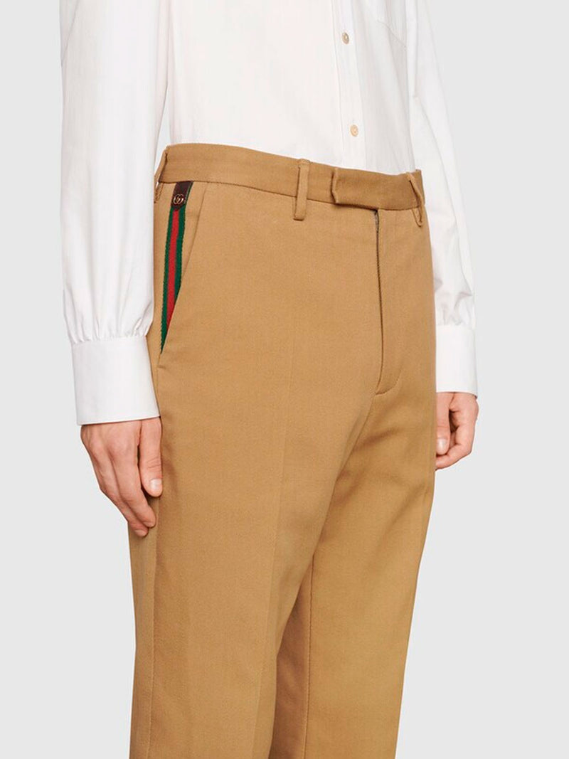 Cotton ankle trousers with Web