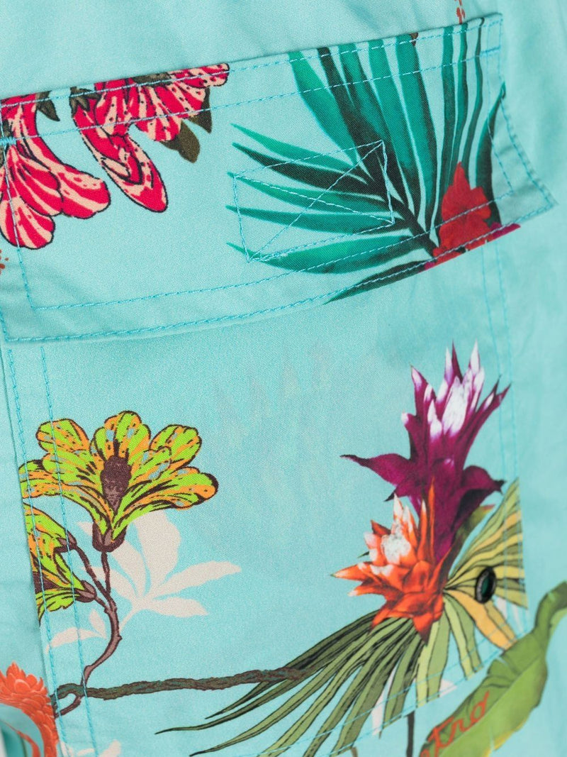 Floral-print drawstring swim shorts