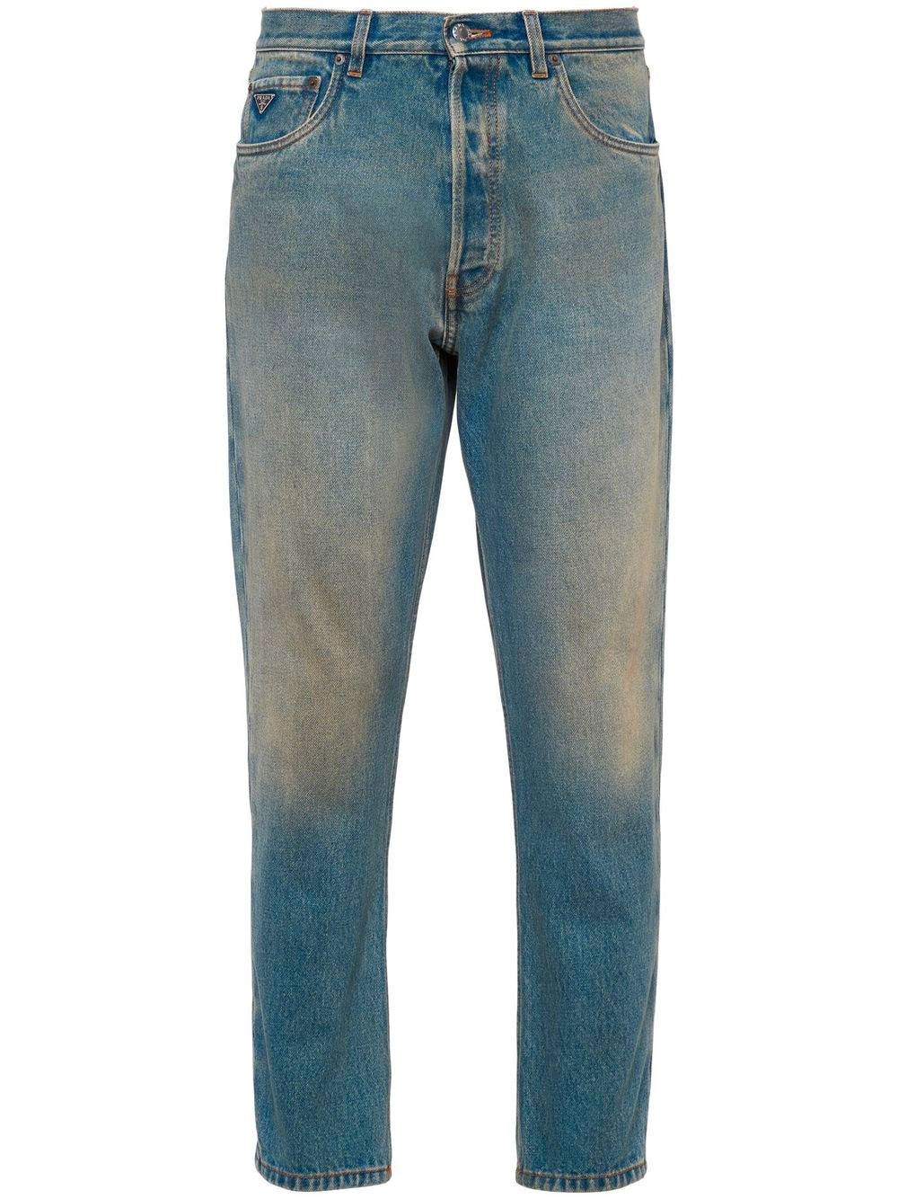 Distressed-effect straight-leg jeans