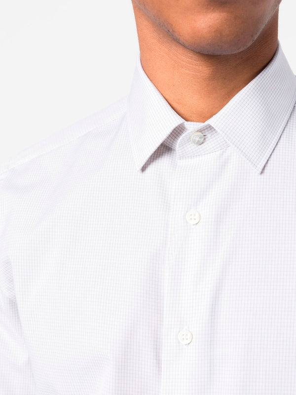 Gingham check-pattern cotton shirt