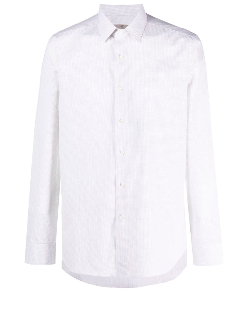 Gingham check-pattern cotton shirt