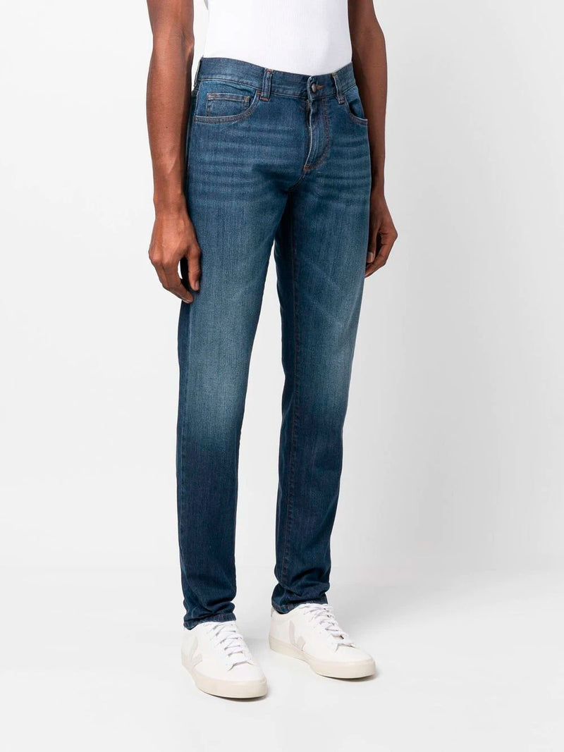 Mid-rise straight-leg jeans
