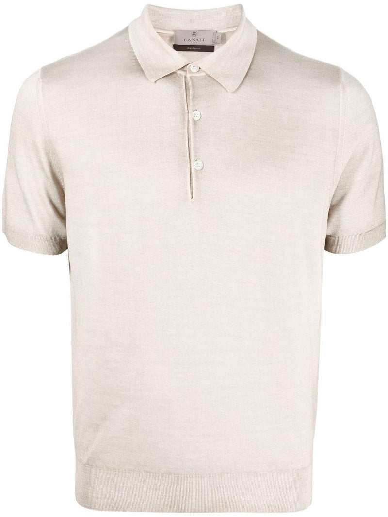 Short-sleeved knitted polo shirt
