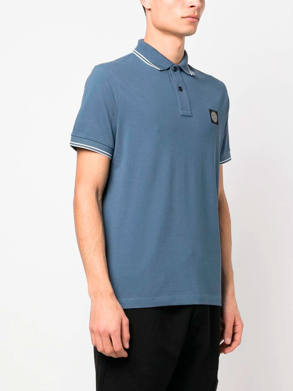 Compass-patch short-sleeved polo shirt
