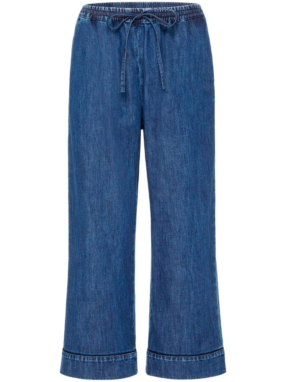 Drawstring straight-leg cropped trousers