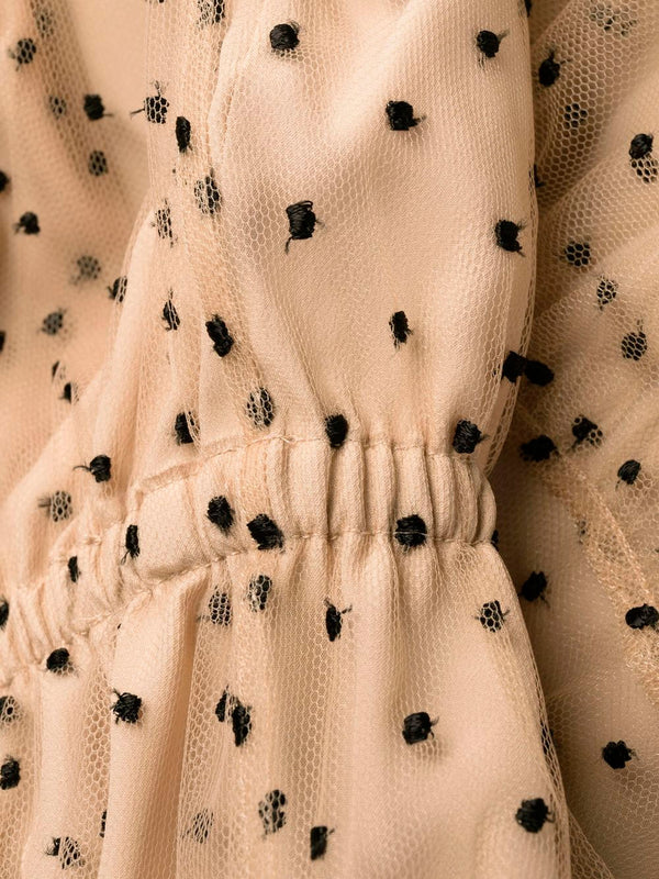Polka-dot one-shoulder minidress