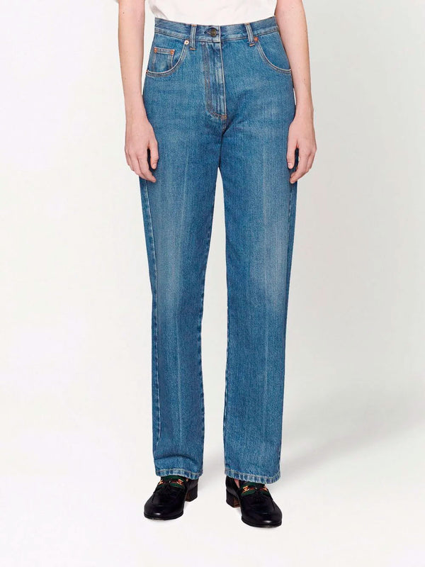 Horsebit straight-leg jeans