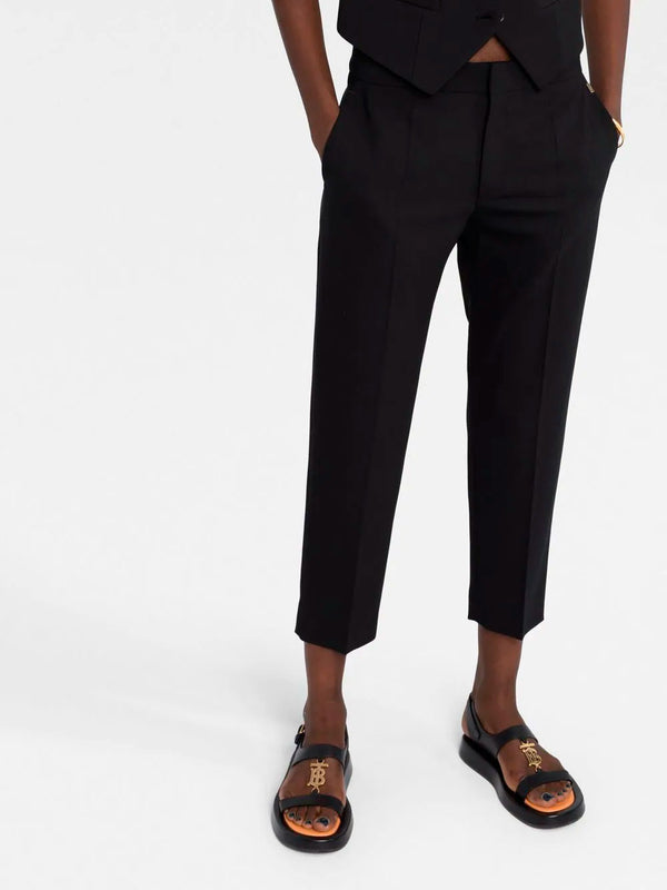Cropped tapered-leg trousers