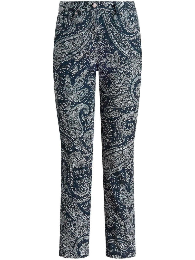 Paisley-print cropped jeans