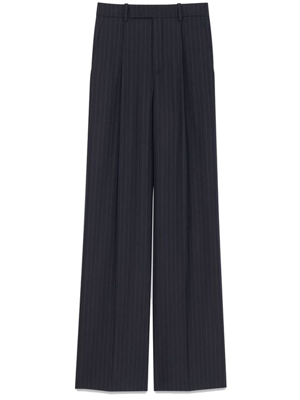 High-waist pinstripe trousers