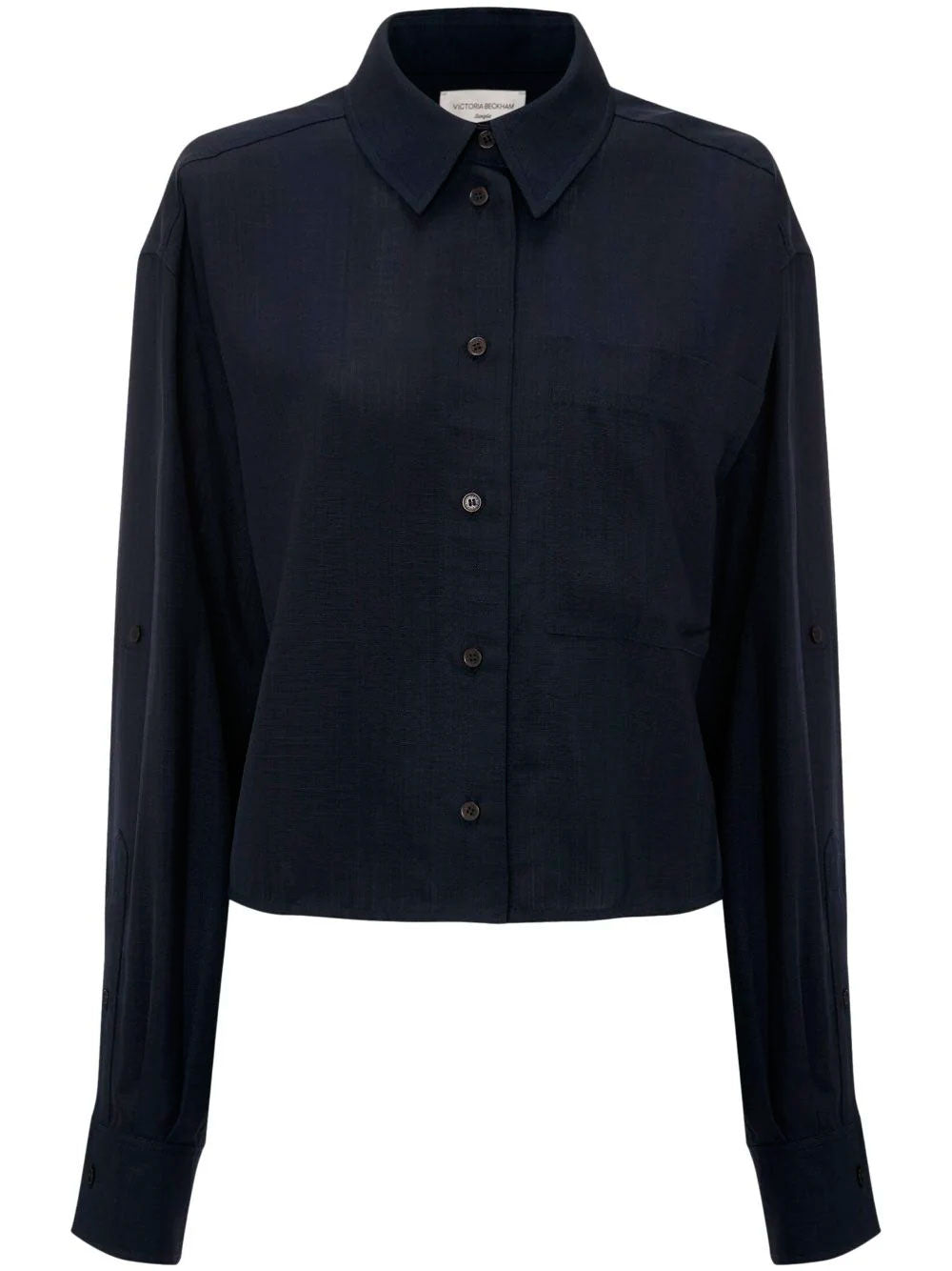 Patch-pocket cropped shirt