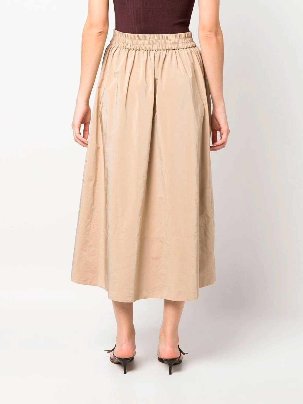 Pleated A-line midi skirt