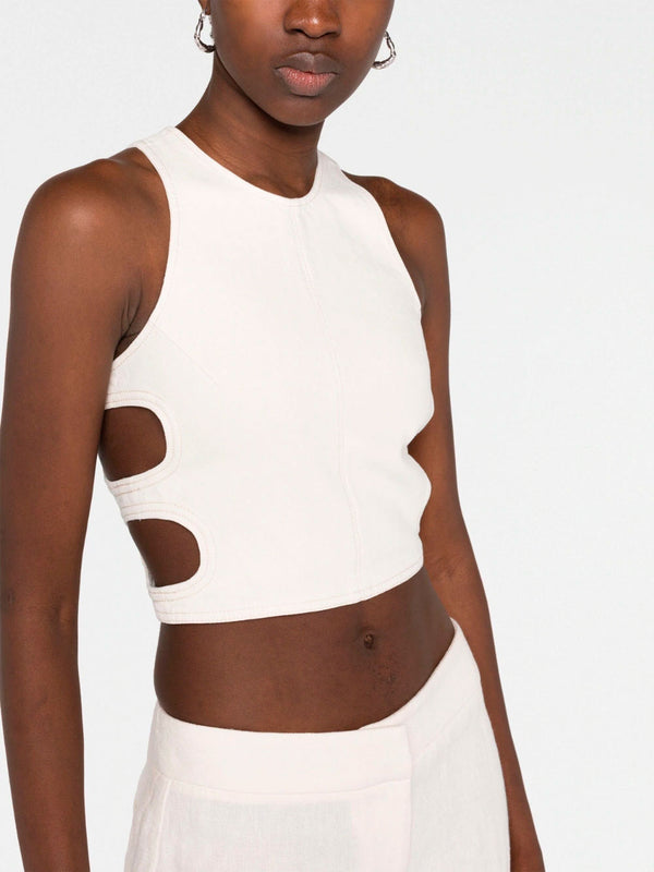 Cut-out sleeveless cropped top