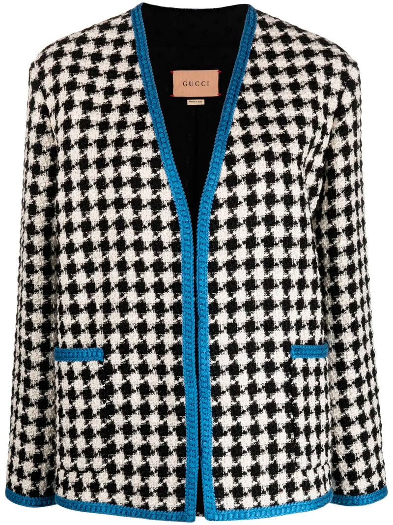 Single-breasted contrasting tweed jacket