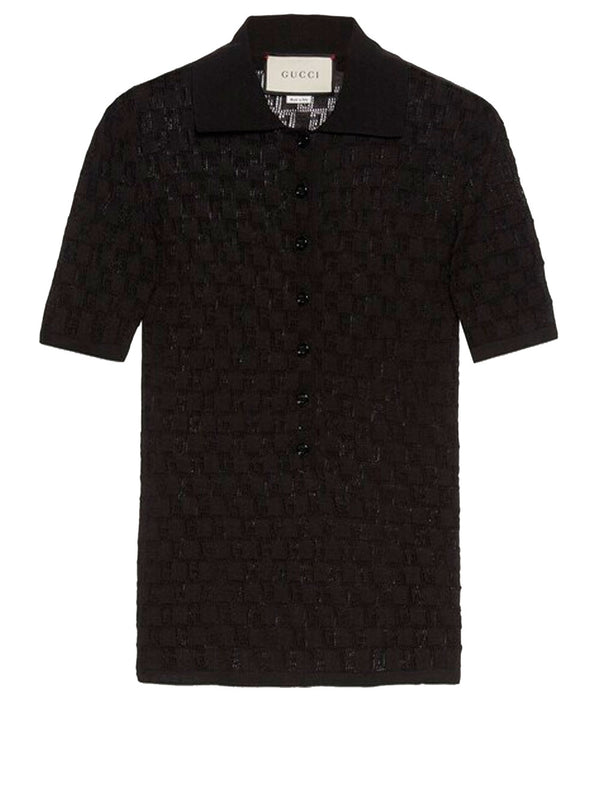 Monogram-pattern polo shirt