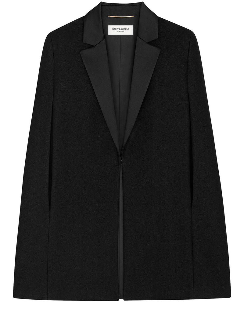Wool-blend tuxedo cape