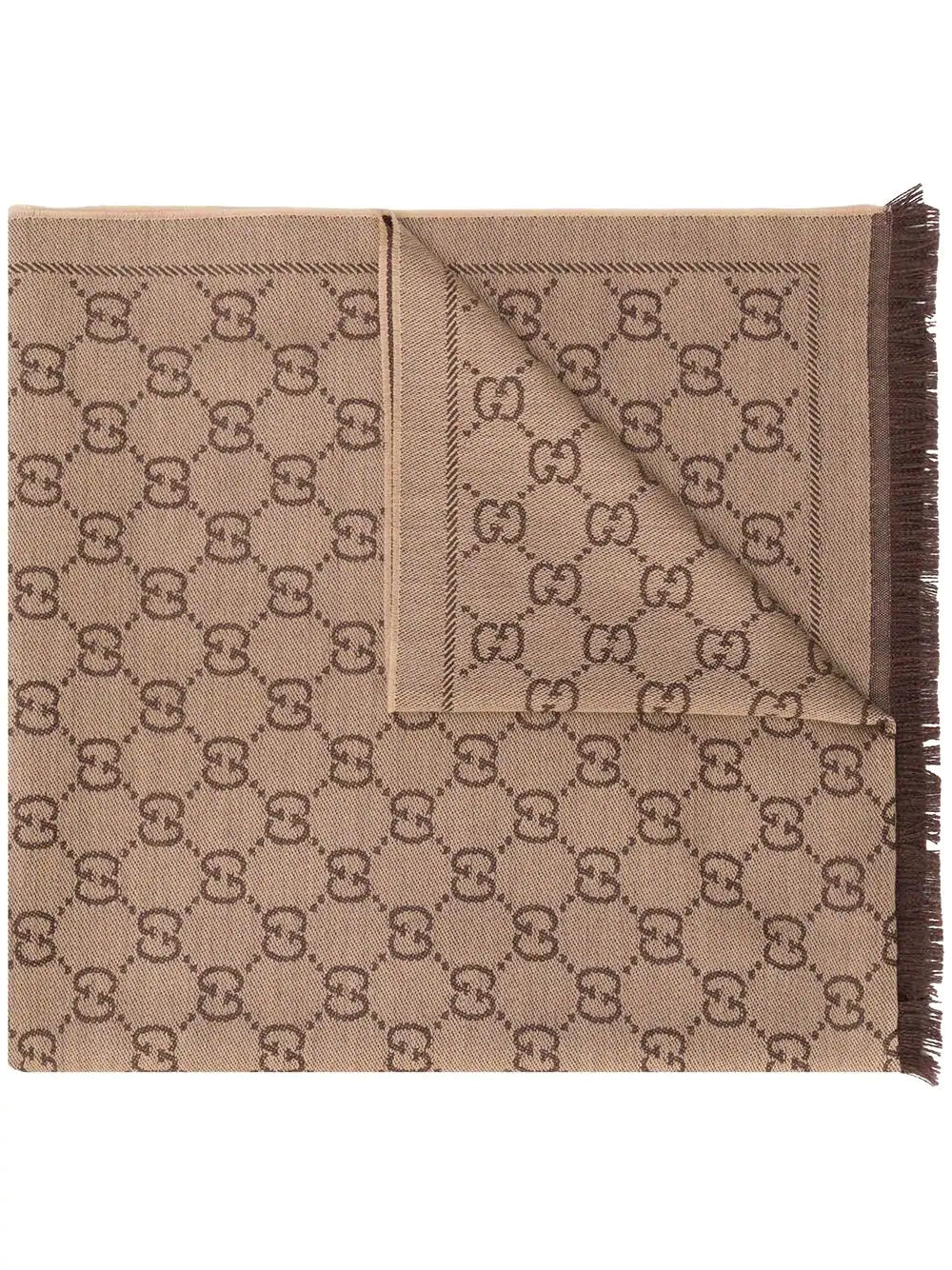Gucci GG square-shaped silk scarf - Brown