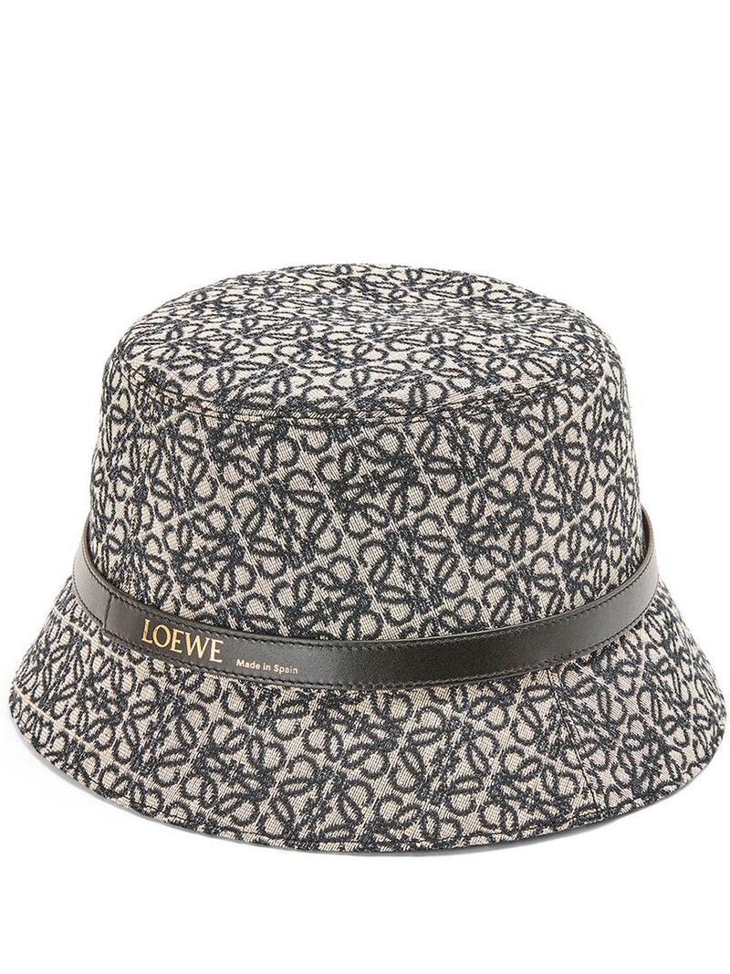 Anagram bucket hat in jacquard and leather