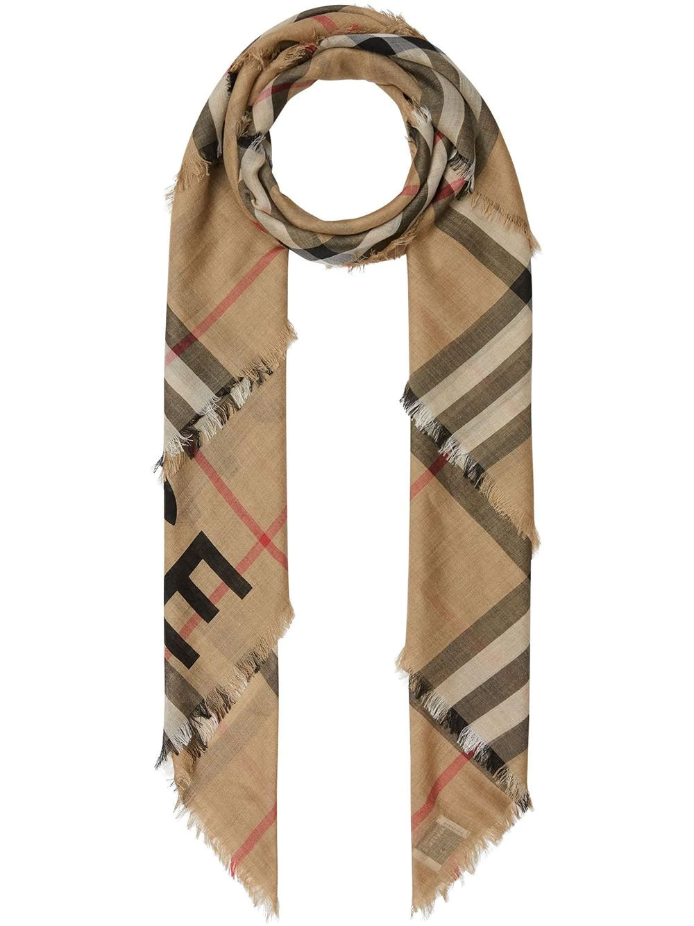 Scarf in checkered wool and silk