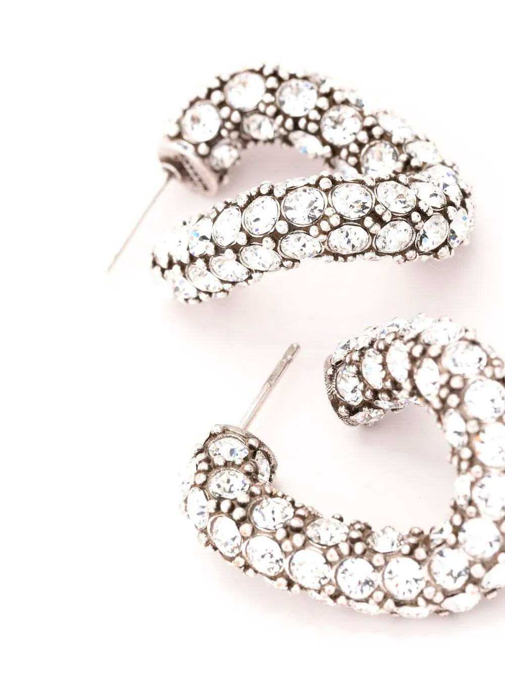 Crystal-embellished twisted hoop earrings