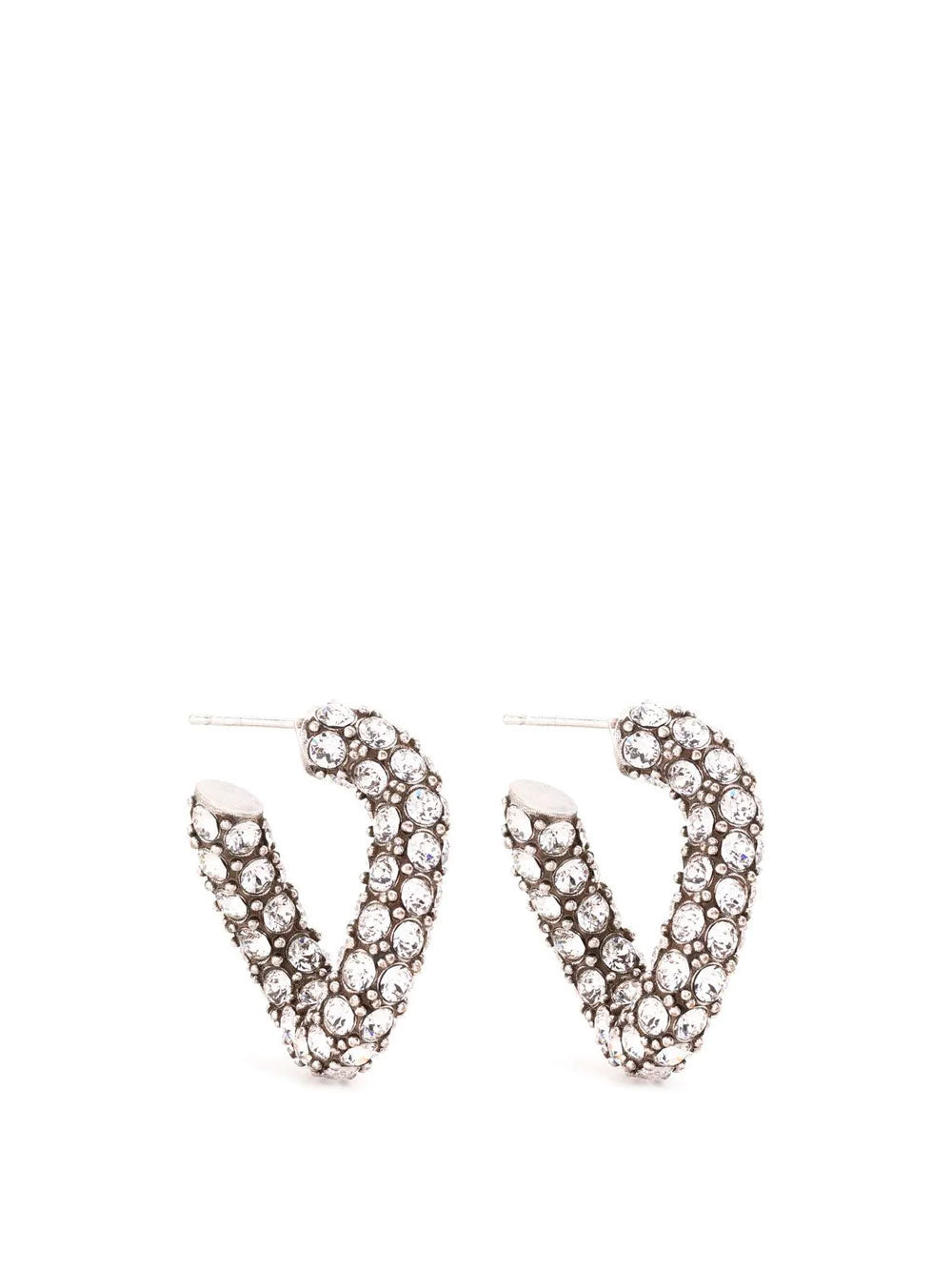 Crystal-embellished twisted hoop earrings