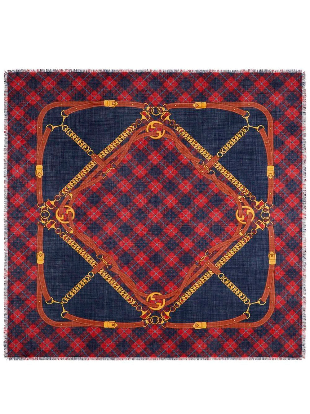 Tartan-motif shawl