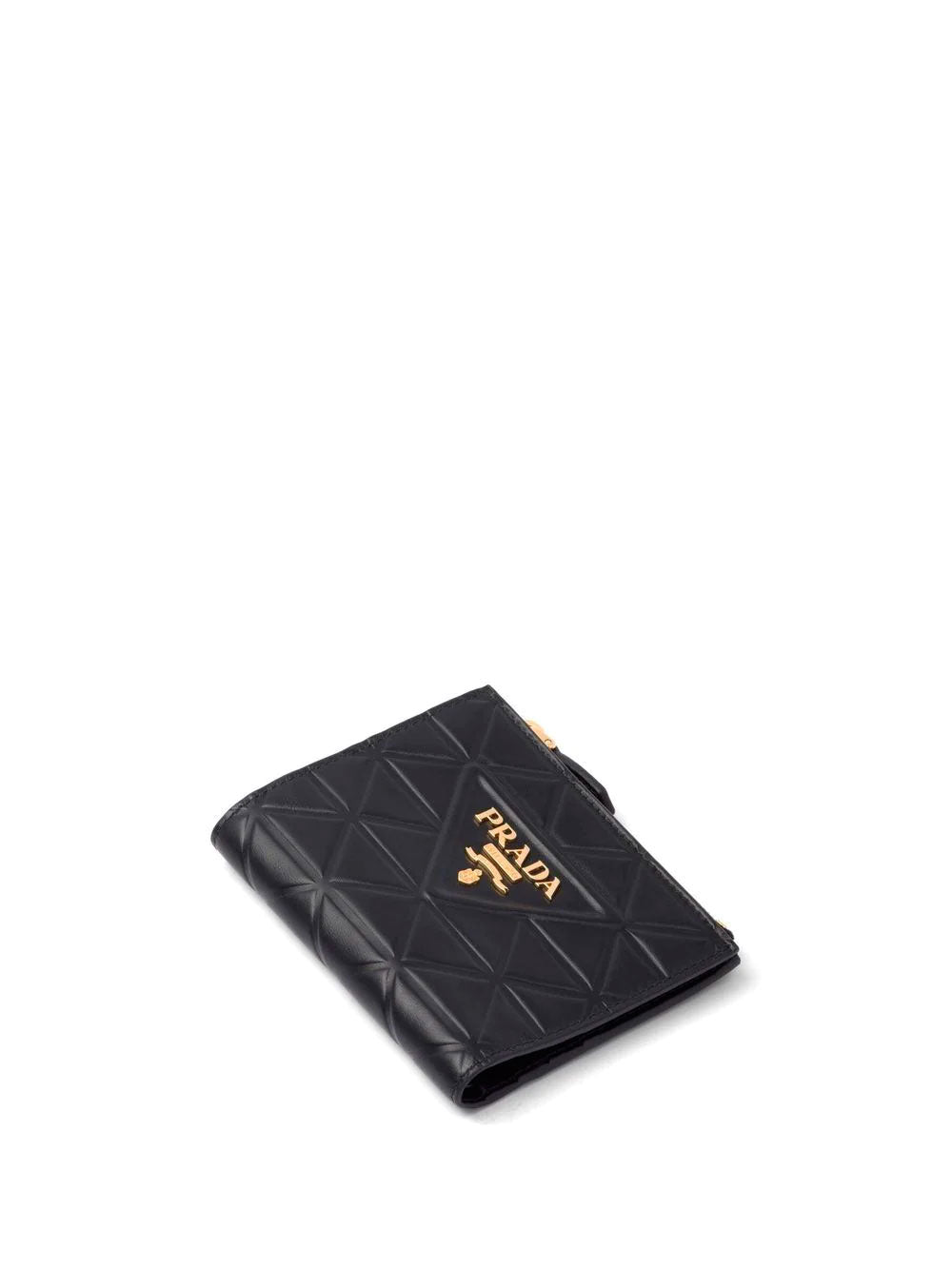 Logo-plaque diamond-quilt wallet