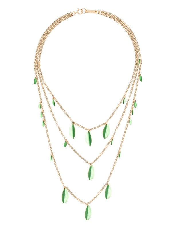 Multi-chain leaf-pendant necklace