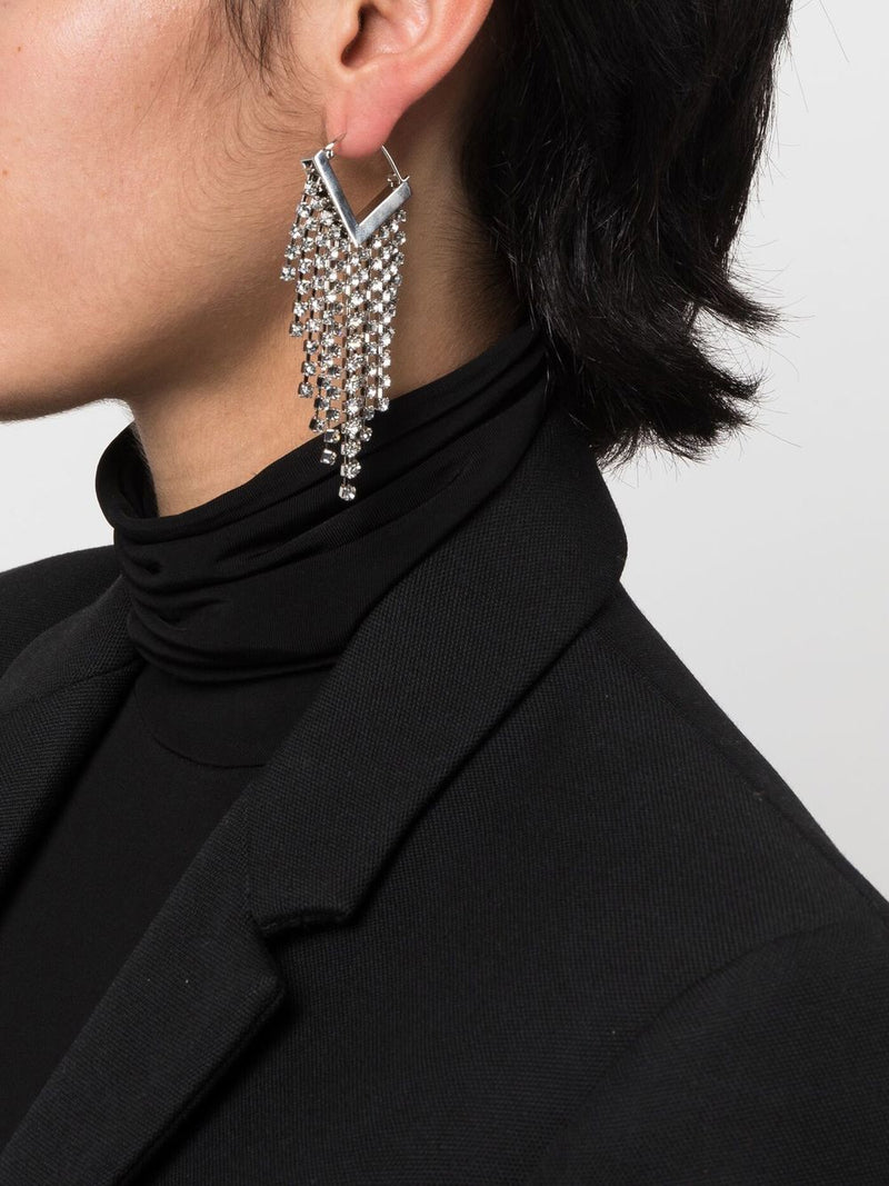 Rhinestone-embellishment drop earrings