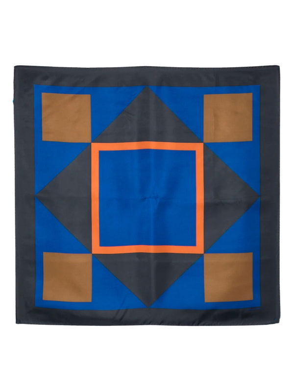 Geometric-print organic silk scarf