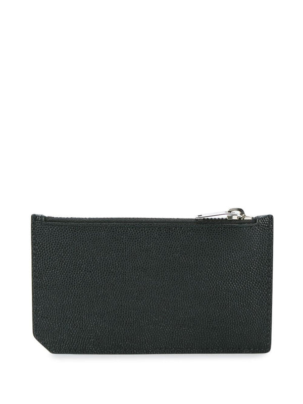 Zipped card case in embossed leather