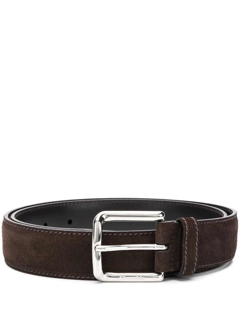 Square buckle belt in brown suede