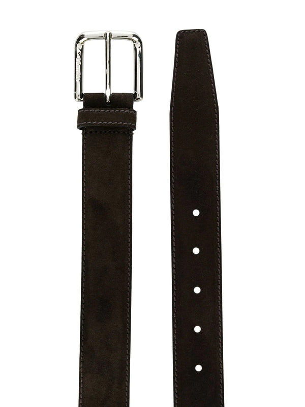 Cinturón de ante marrón con hebilla cuadrada