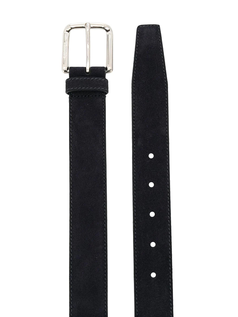 Square buckle belt in blue suede