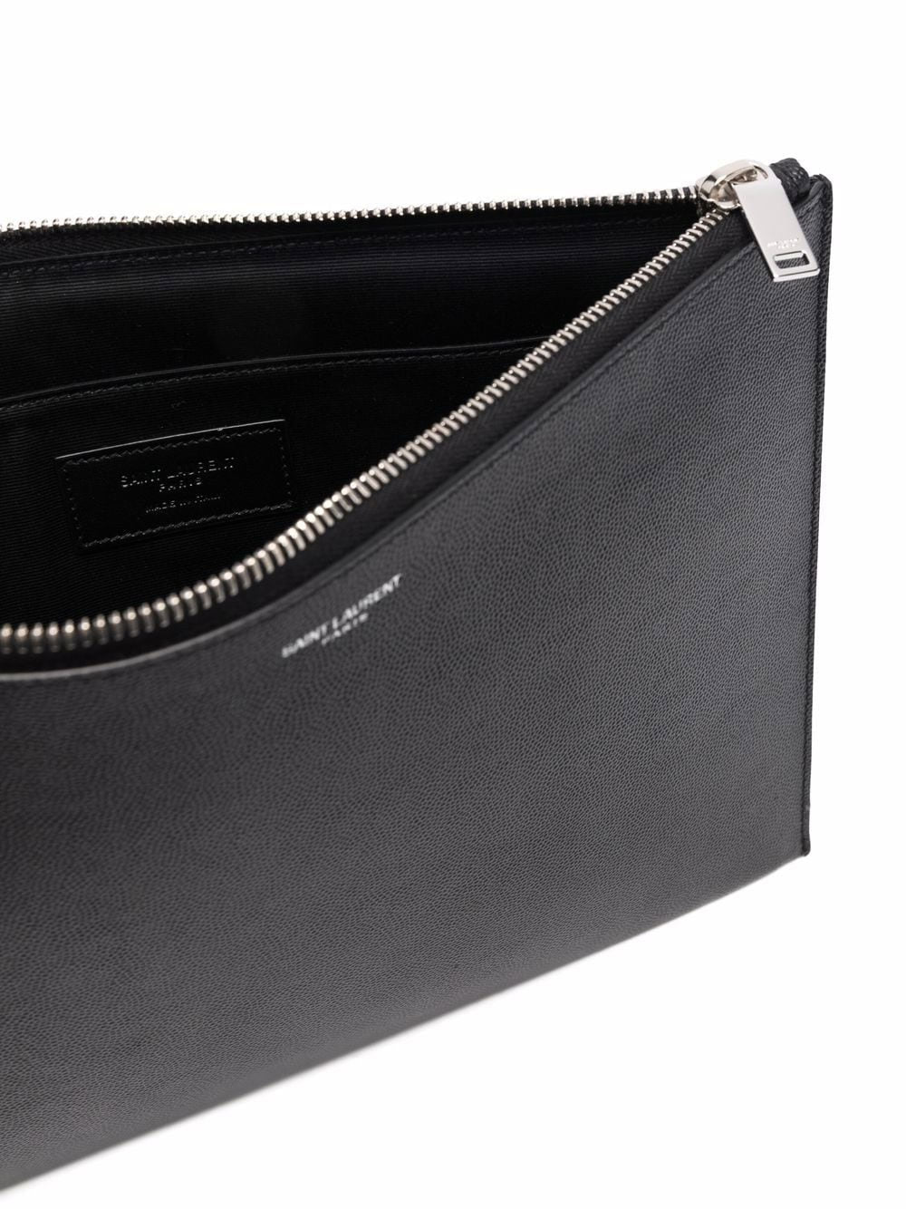 Leather clutch bag with zipper