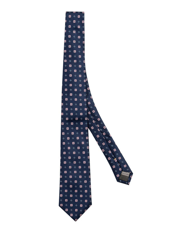 Navy and pink silk tie