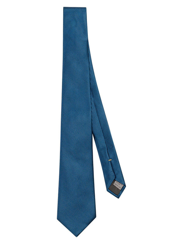 Navy blue silk tie with light blue jacquard