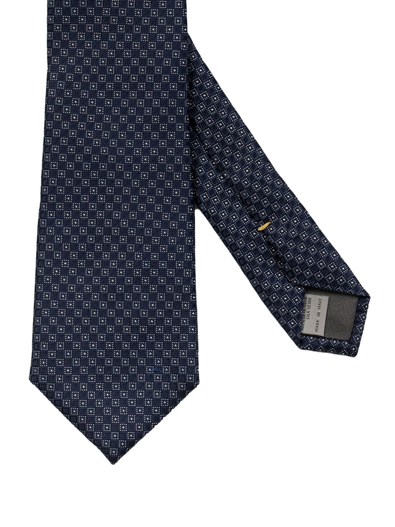 Micro geometric pattern silk tie