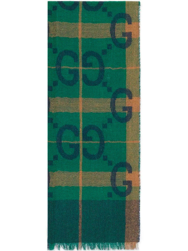 GG-pattern wool shawl