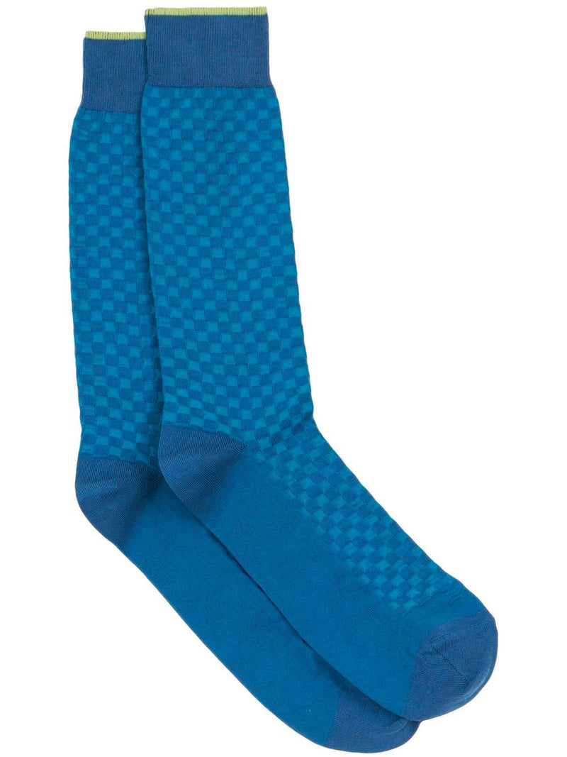 Check-pattern ribbed socks