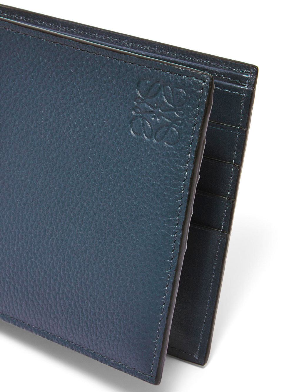 Bifold grained leather wallet