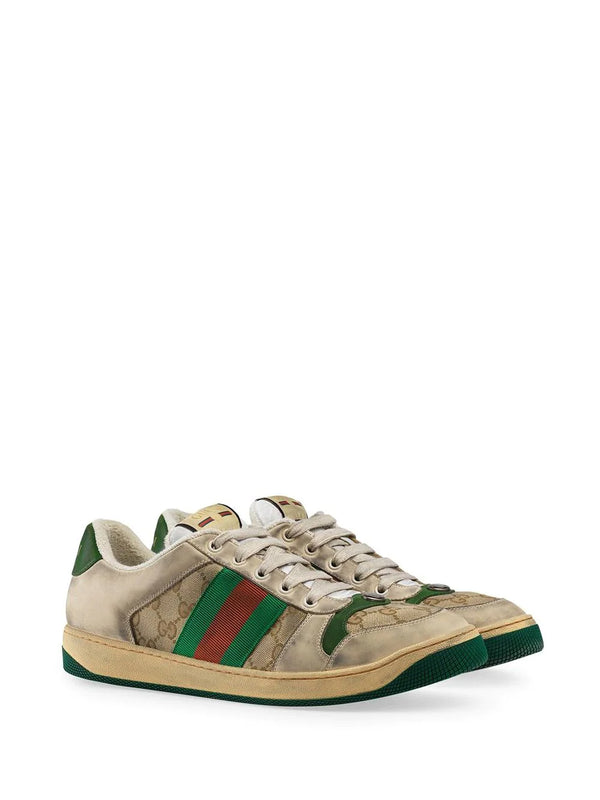 Screener sneakers in leather and GG canvas