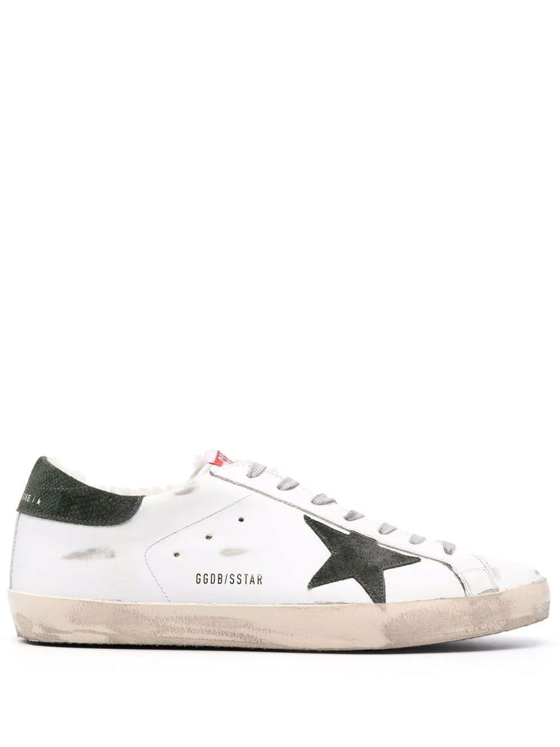 Super-Star sneakers with green star and shearling