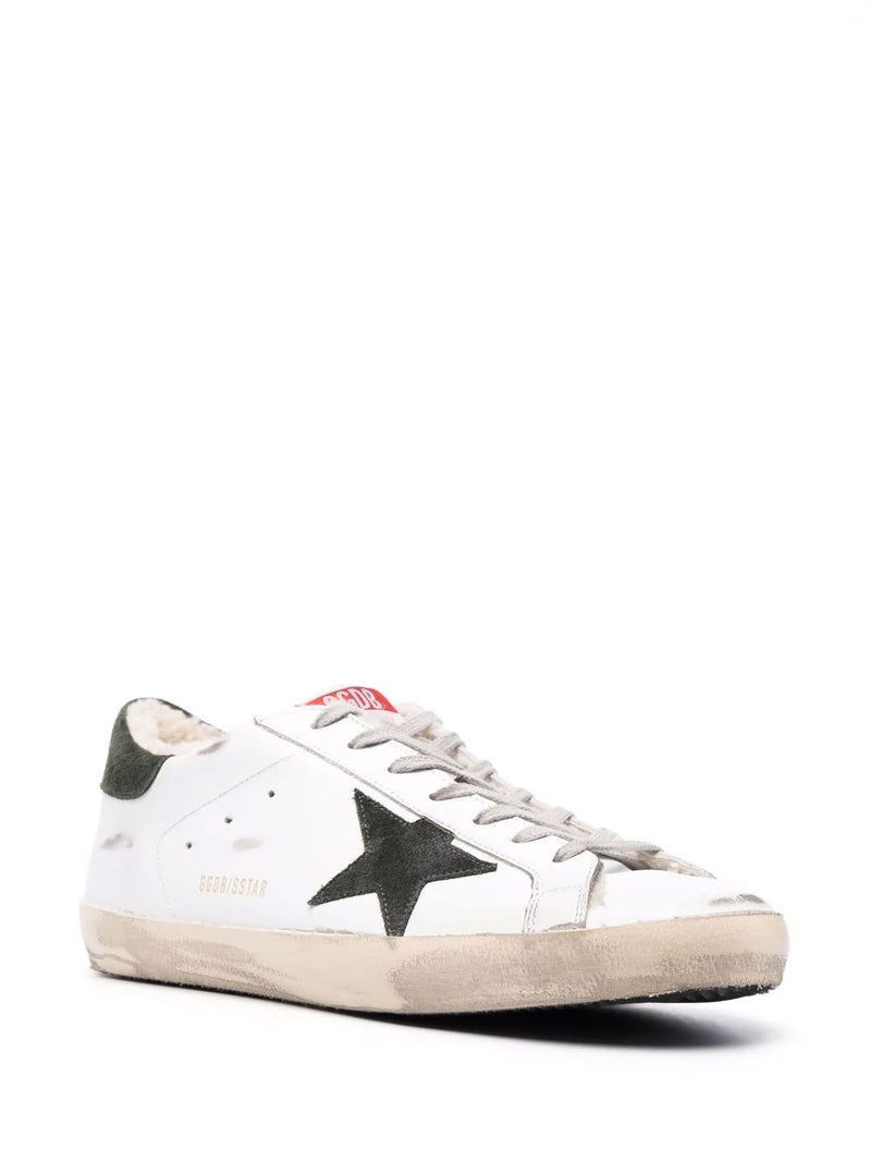 Super-Star sneakers with green star and shearling