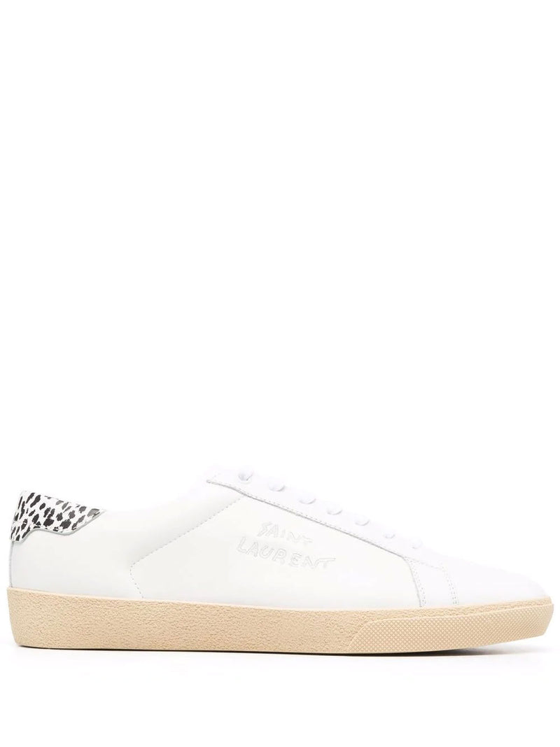 White leather court sneakers