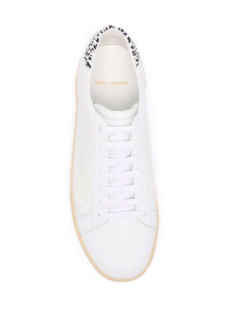 White leather court sneakers